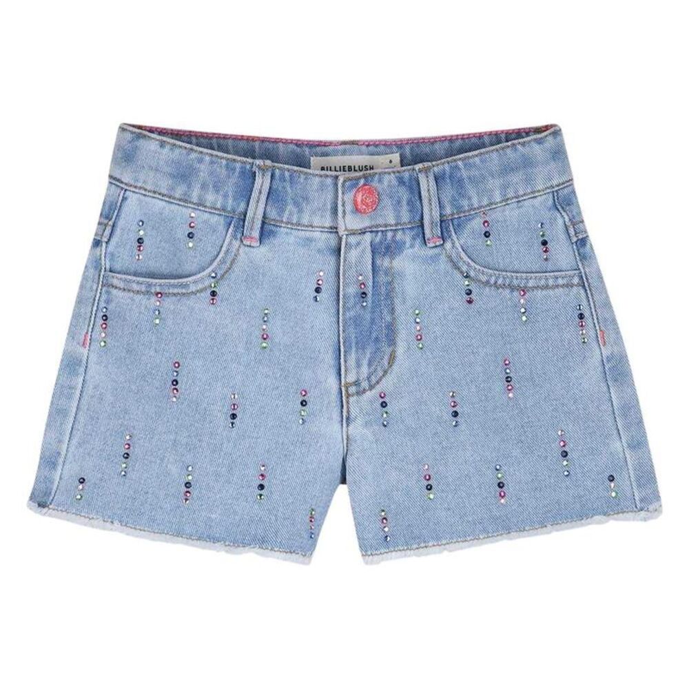 Billieblush Girls Embellished Raw Hem Shorts / Blue